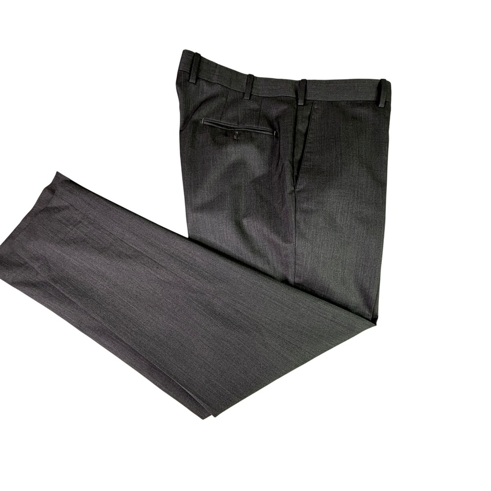 JB Britches Mens 36 R Charcoal Gray Flat Front Dress Pants Wool Italy Made 38X31